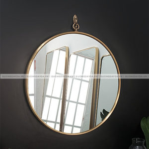 Gương inox tròn - Móc treo - cho phòng tắm, bàn phấn, trang trí