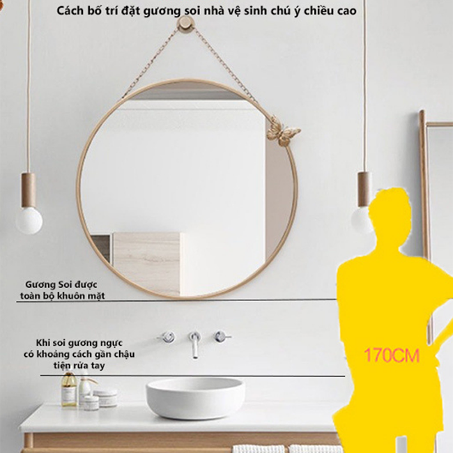 Cách bố trí đặt gương soi nhà vệ sinh chú ý chiều cao