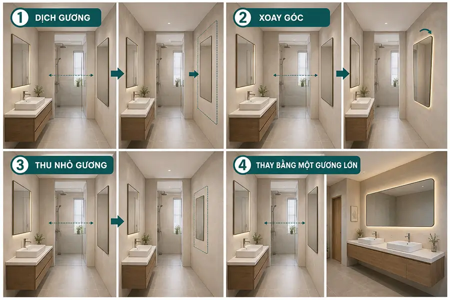 Cách hóa giải hai gương đối diện nhau theo từng mặt bằng