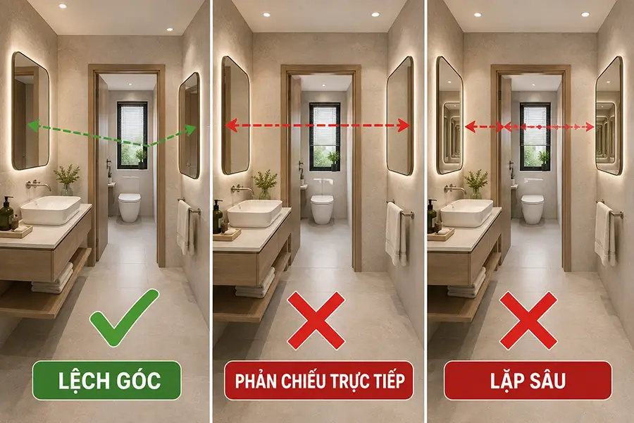 Khi nào nên giữ hoặc đổi vị trí hai gương soi đối diện nhau